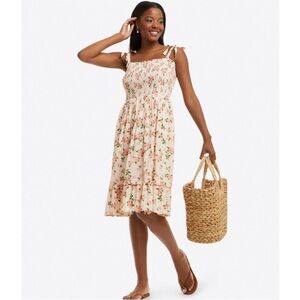 NWT Draper James RSVP Taylor Smocked Dress w/ Pockets Magnolia White Floral  XXL